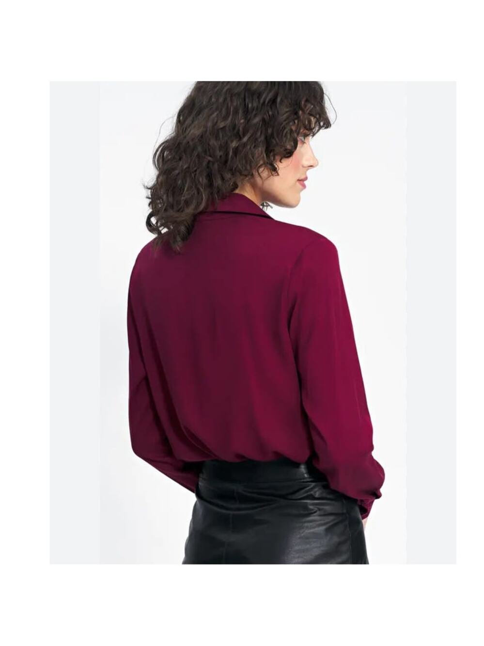 Vintage Y2K Mom blouse large wrap collar in burgundy by Jones New York size 14